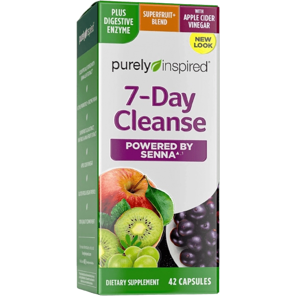 Detox Cleanse | Purely Inspired 7 Day Cleanse and Detox Pills | Acai Berry Cleanse | Whole Body Cleanse Detox for Women & Men | Body Detox with Senna Leaf & Digestive Enzymes | 42 Acai Berry Capsules