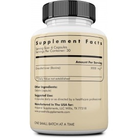 Ancestral Supplements Grass Fed Beef Liver Capsules, Supports Energy Production, Cleansing, Digestion, Immunity and Full Body Wellness, Non GMO, Freeze Dried Liver Support Supplement, 180 Capsules