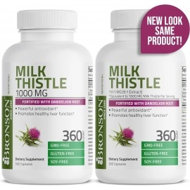 Bronson Milk Thistle Silymarin Marianum & Dandelion Root Liver Health Support, Antioxidant Support, Detox, 360 Capsules
