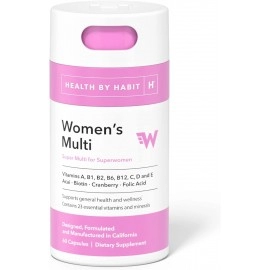 Health By Habit Womens Multi Supplement (60 Capsules) - 23 Essential Vitamins and Minerals, Supports General Health & Wellness, Non-GMO, Sugar Free